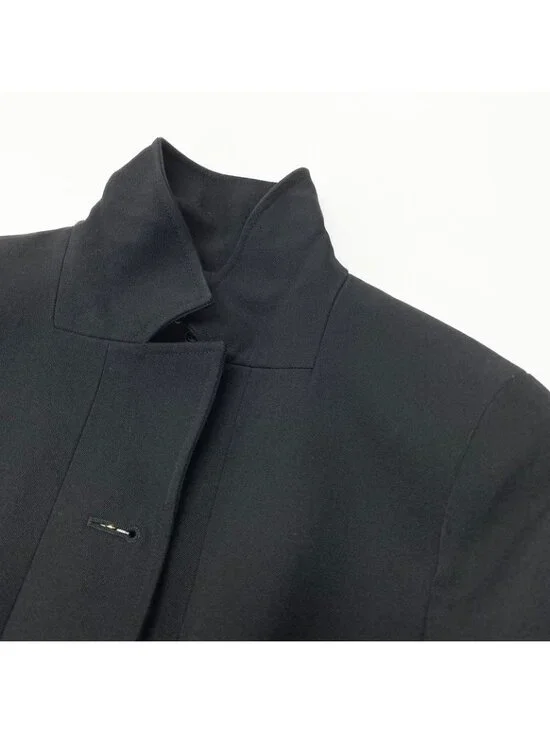 Chanel C Vintage Skirt Set Tailored Jacket 40 Black Silk - Picture 8 of 11